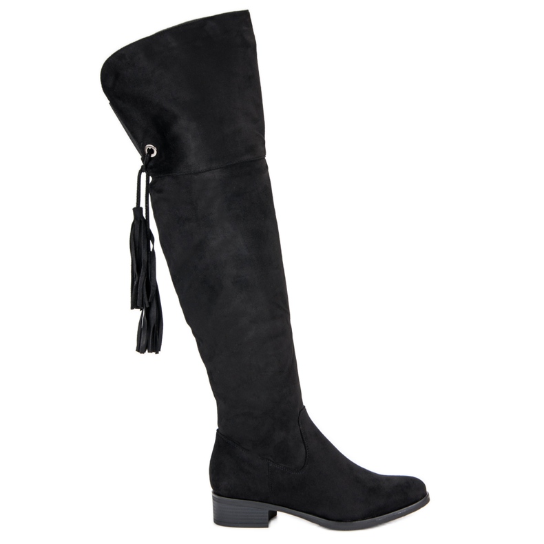 Forever Folie Fekete combig érő csizma lapos sarokkal