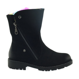 Sergio Leone Csizma színes bundával, cipzárral fekete sokszínű Sergio Leone Csizma színes bundával, cipzárral fekete sokszínű