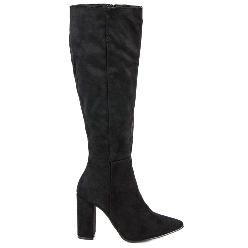 Small Swan Velúr magas sarkú csizma fekete