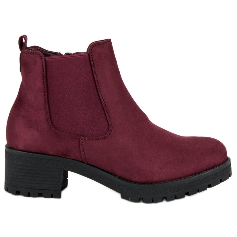 Ideal Shoes Maroon Chelsea csizma magas sarkú cipővel piros