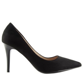 Szivattyúzás fekete velúr B-79 Fekete tűsarkú