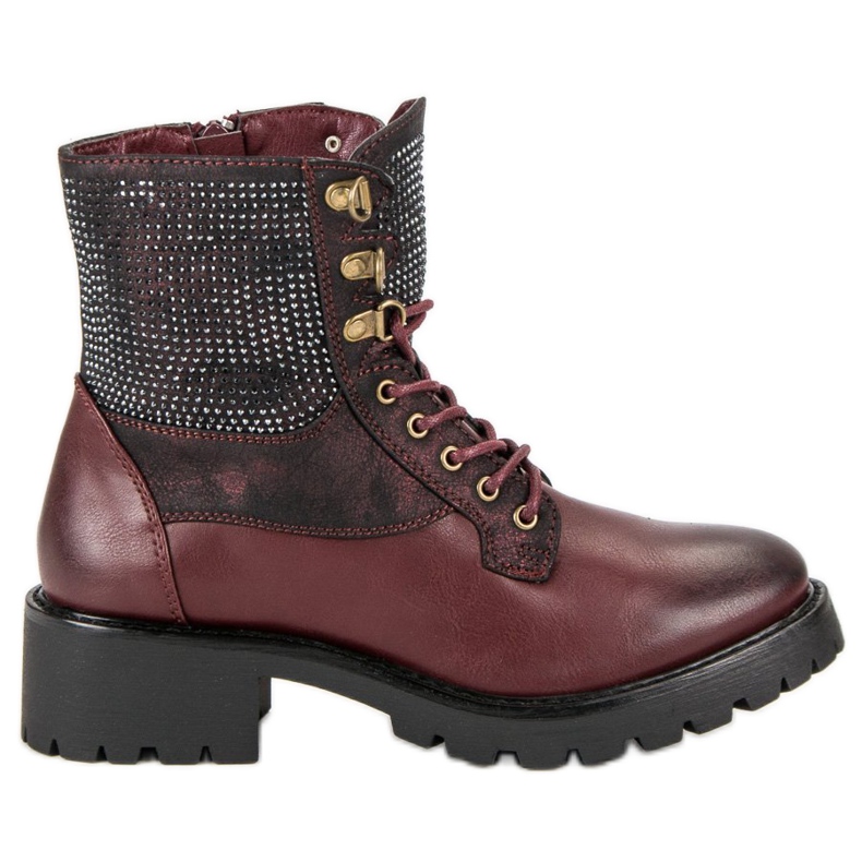 Ideal Shoes Fűzött munkások a platformon sokszínű piros