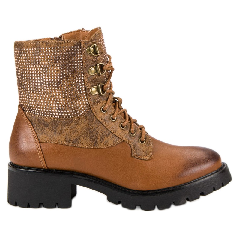 Ideal Shoes Fűzött munkások a platformon barna