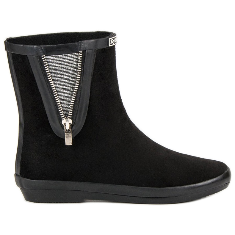 Kylie Suede galoshes dekoratív cipzárral fekete