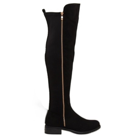 Térdig érő csizma rugalmas felső fekete fekete DA01P Black Térdig érő csizma rugalmas felső fekete fekete DA01P Black