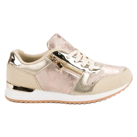 Sportcipő dekoratív cipzárral sárga rózsaszín