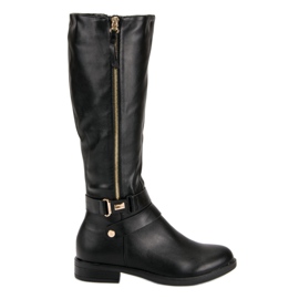 Super Me Fekete csizma cipzárral