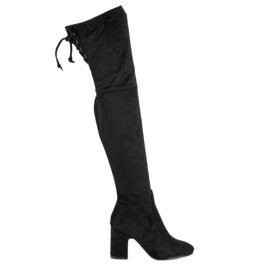 Super Me Fekete comb magas csizma egy poszton