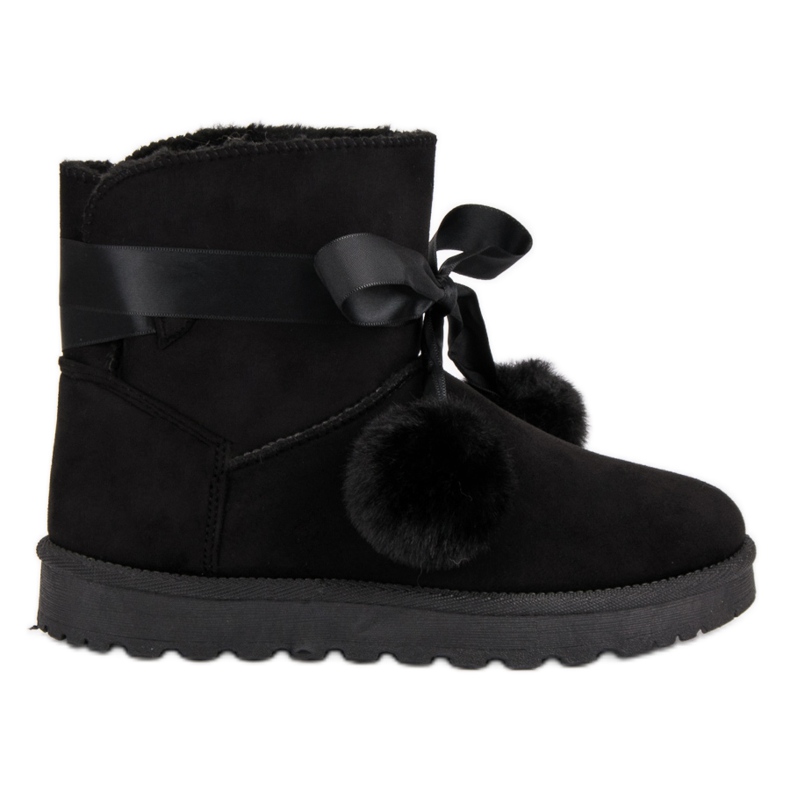 Fekete Mukluki Pompomokkal