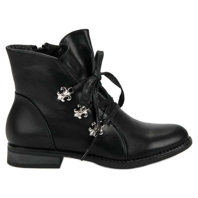 Weide Fekete csizma lapos sarkon