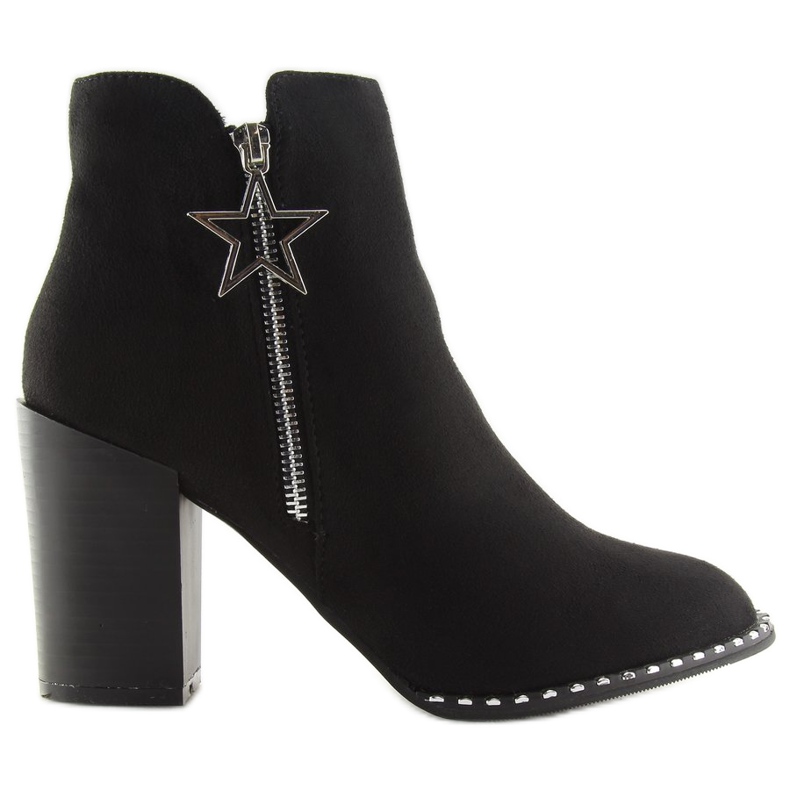 Csizma stabil sarokon fekete 8576-2 Fekete Csizma stabil sarokon fekete 8576-2 Fekete