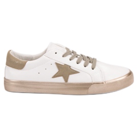 Stílusos alacsony cipők fehér sárga