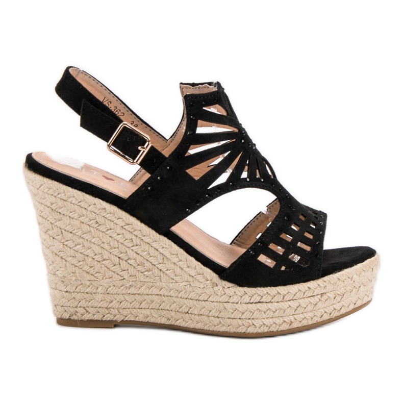 Top Shoes Áttört ék szandál fekete