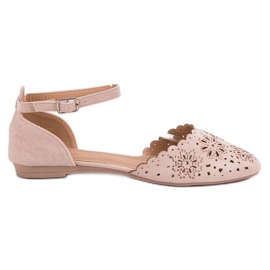 Laura Mode Áttört balerinák kristályokkal rózsaszín