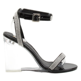 Szandál átlátszó fekete ék JR1801 fekete