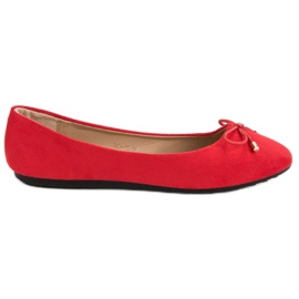 Velúr balerinák íjjal piros
