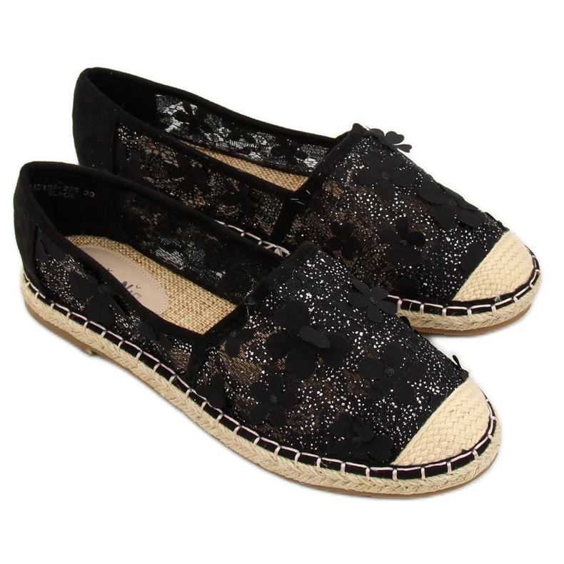 Fekete csipke espadrilles MB188-225 Fekete