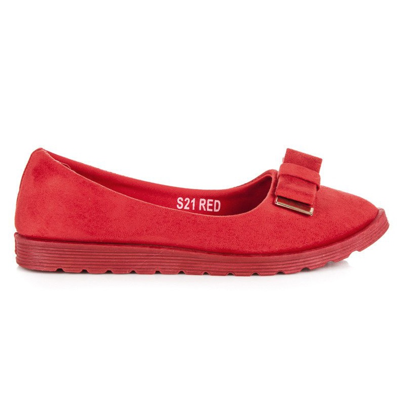 Velúr balerinák íjjal piros