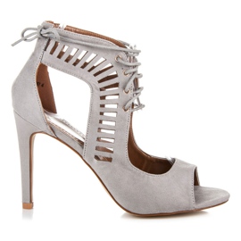 Queen Bee Kötve velúr szandál szürke