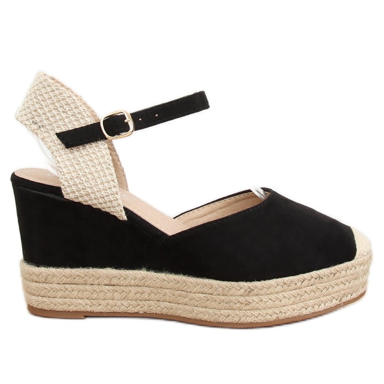 Fekete Espadrilles ékeken T331P Fekete