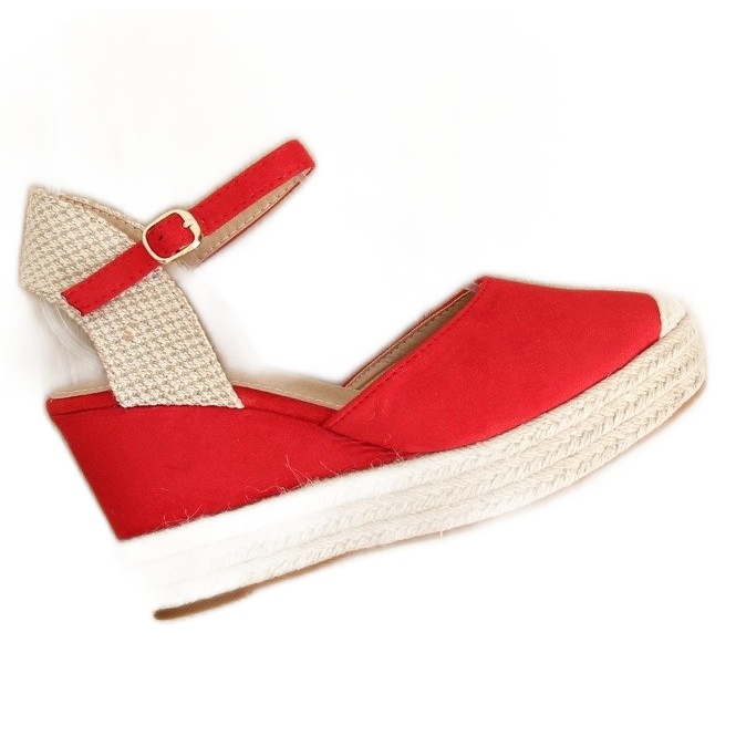 Piros Espadrilles ékeken, piros T331P Red