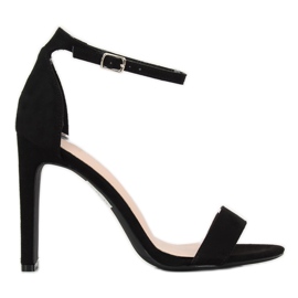 Fekete magas sarkú szandál NF-37P Fekete