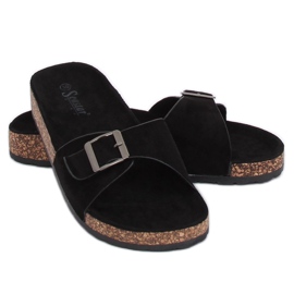 Fekete velúr CK61P Fekete papucs