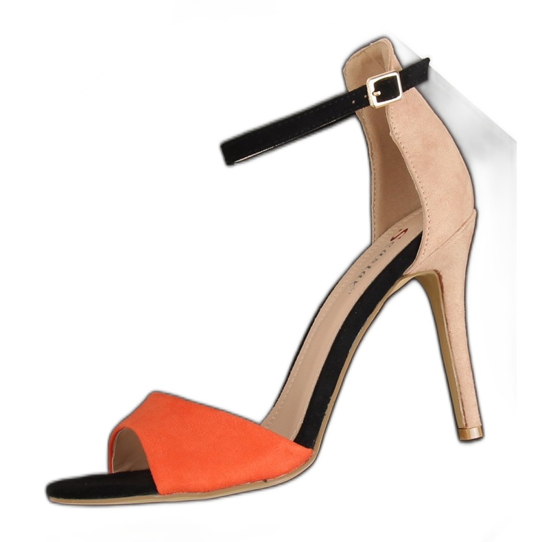 Szandál magas sarkú WD100P bézs színben barna sokszínű