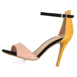 Szandál magas sarkú WD100P sárga sokszínű Szandál magas sarkú WD100P sárga sokszínű