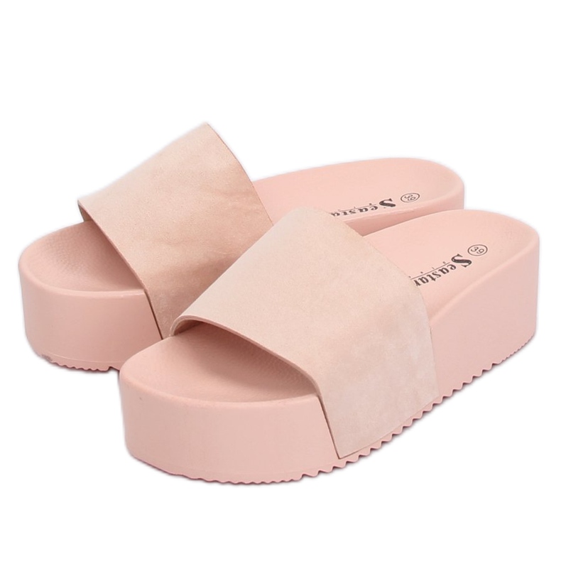 Rózsaszín CK76P Rózsaszín magas talpú papucs