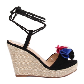 Fekete szandál ékeken YY27P Fekete