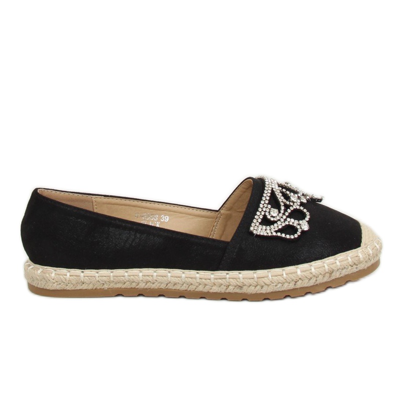 Fekete Espadrilles koronával H-6558 Fekete