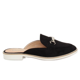 Fekete F9375 Fekete mokaszin papucs