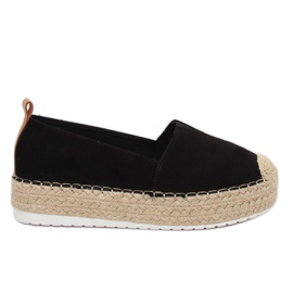 Fekete BL247 Fekete espadrilles magas talpon Fekete BL247 Fekete espadrilles magas talpon