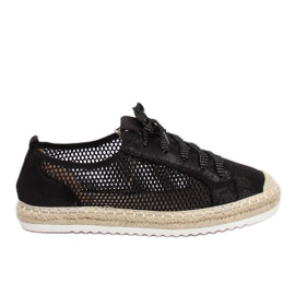 Fekete fűzött espadrilles B752S-BL Black Fekete fűzött espadrilles B752S-BL Black