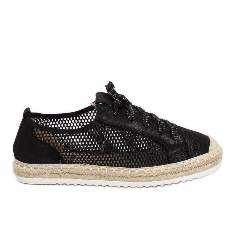 Fekete fűzött espadrilles B752S-BL Black