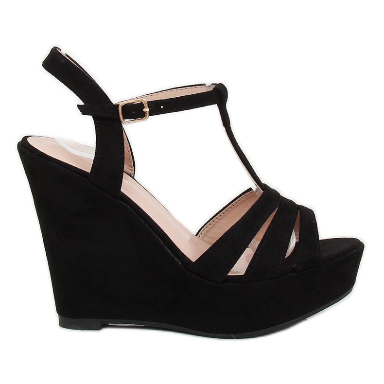 Fekete szandál ék sarkán A208 Fekete