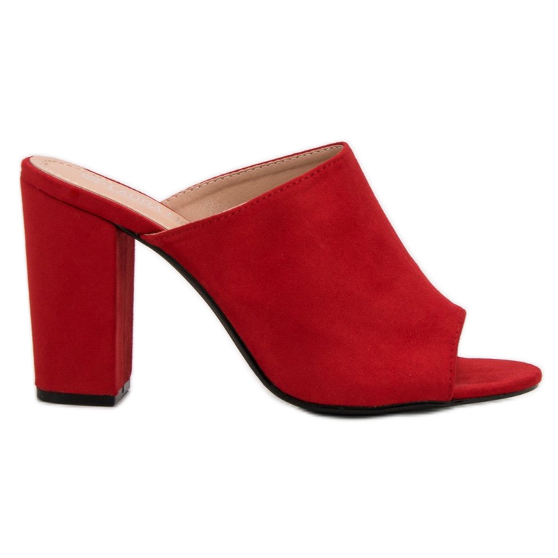 Laura Mode Velúr papucs egy bárban piros