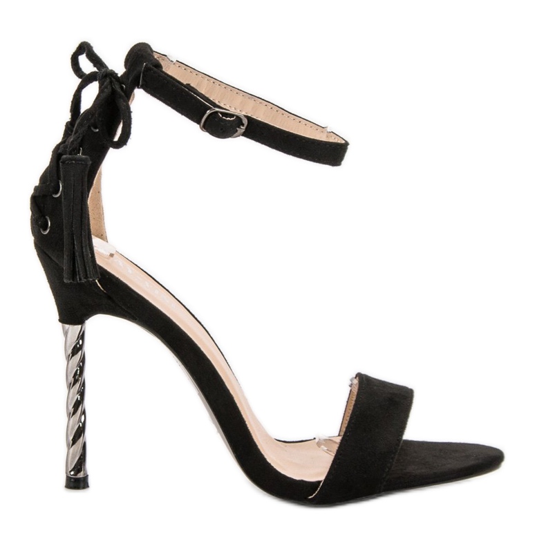 Divat magas sarkú szandál fekete