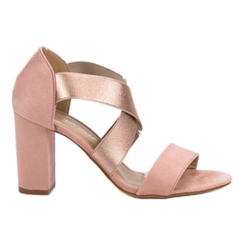 Super Mode Rózsaszín magas sarkú szandál