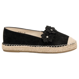 Espadrilles virágokkal fekete