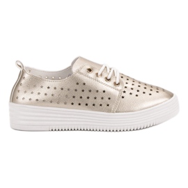 Arany áttört cipők aranysárga