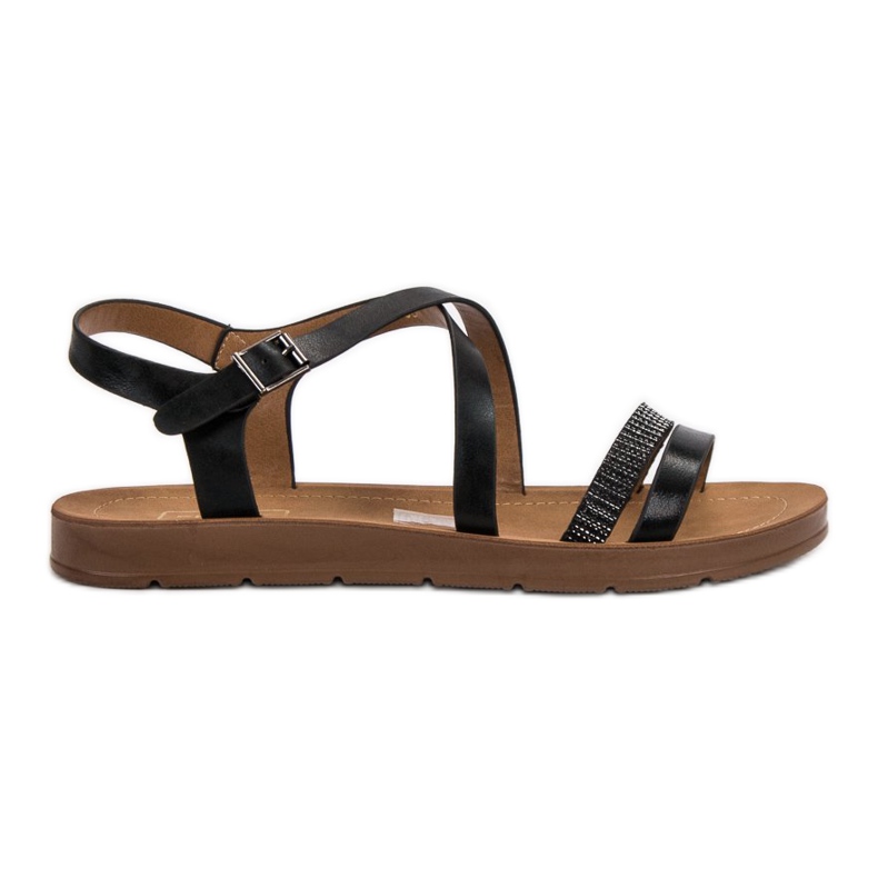 Filippo Fekete szandál kristályokkal