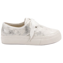 Kylie Szalaggal kötött cipők fehér szürke