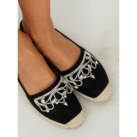 Fekete Espadrilles koronás fekete H-6558 Black II-GAT