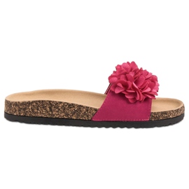 VINCEZA papucs virággal rózsaszín