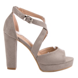 Seastar Velúr szandál a platformon szürke