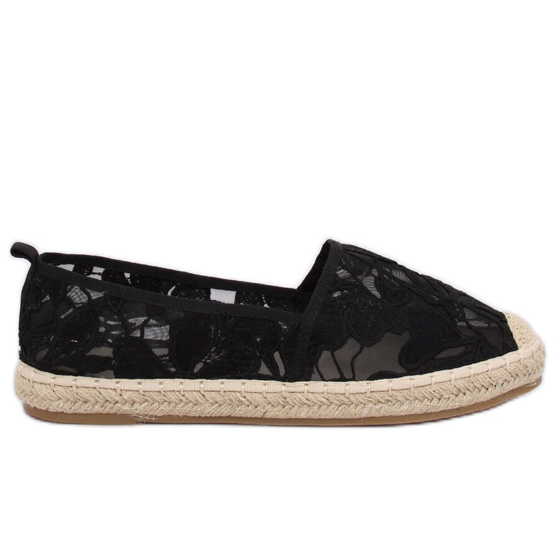 Fekete áttört espadrilles 68-130 Fekete