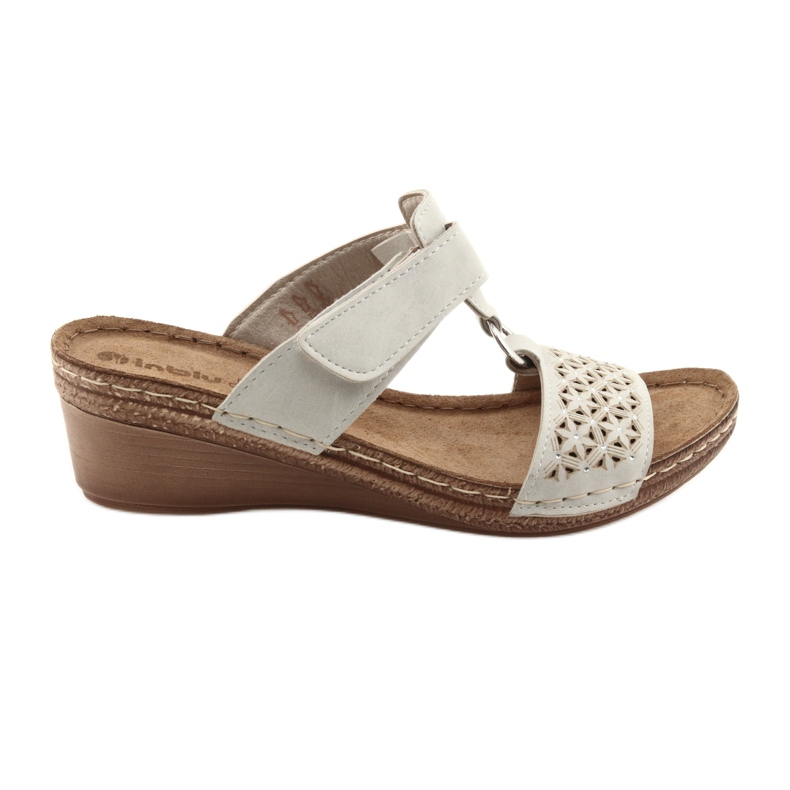 Inblu NA03 bézs flitter tépőzáras papucs