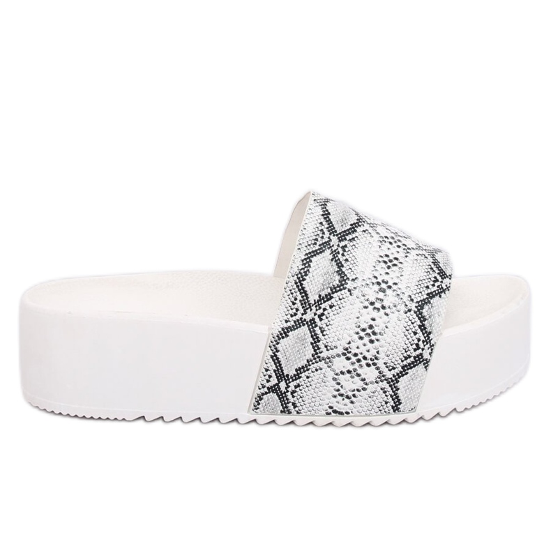 Fehér N-32 White Snake magas talpú papucs